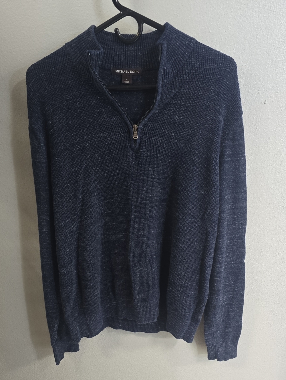 Michael Kors Men’s Dark Navy Quarter-Zip Sweater